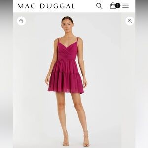 NWT IEENA FOR MAC DUGGAL
Fuchsia Spaghetti Strap Faux Wrap Dress